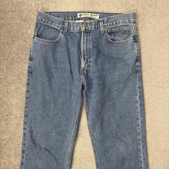 Harley-Davidson Jeans Mens 34x34 Blue Denim MotorClothes Straight Leg 5-Pocket - Picture 2 of 12